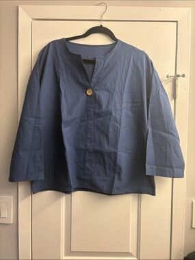 Relaxed Navy Linen Button Shirt